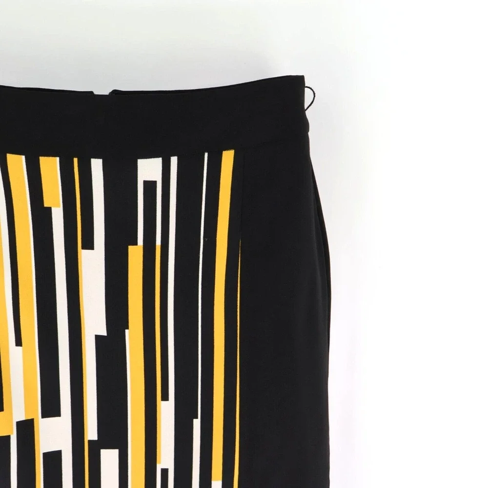 Worthington Short Skirt Lined Straight Womens Size 6 Black Yellow White Back Zip